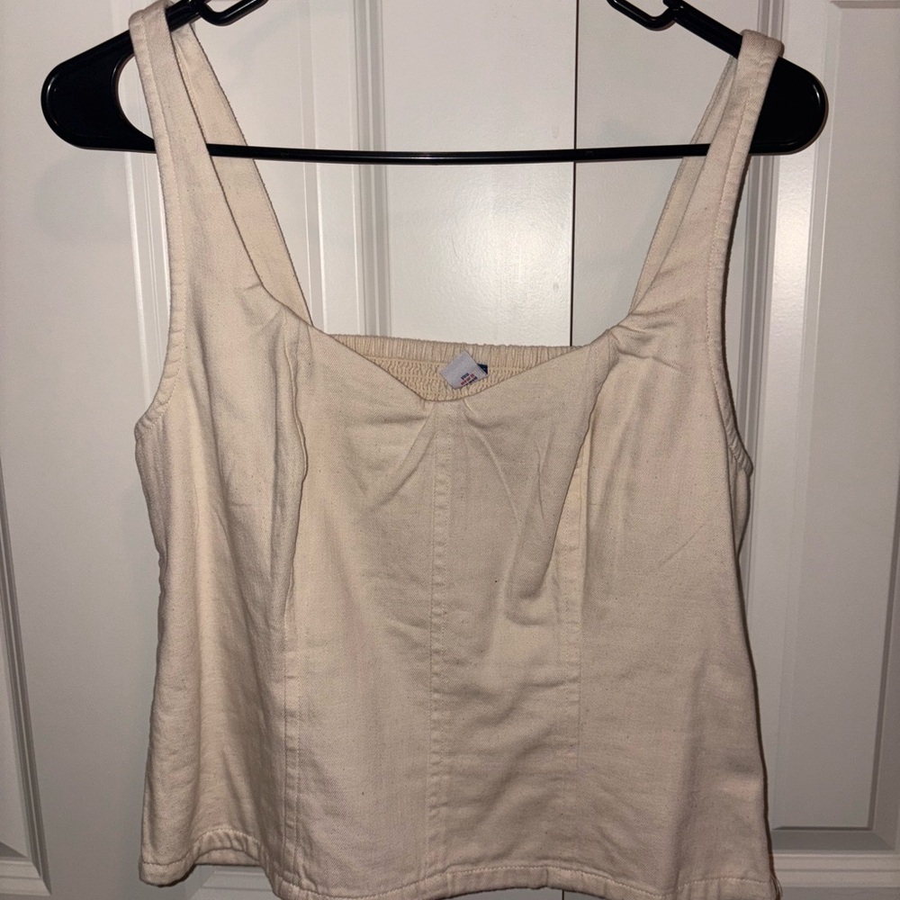 Old Navy Cream Fitted Sleeveless Tank Top